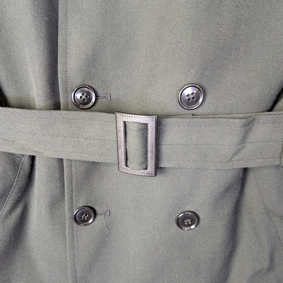 Vintage Green 1989 Military Wool Trench Coat by Freed & Freed, Double Breasted - Picture 8 of 10